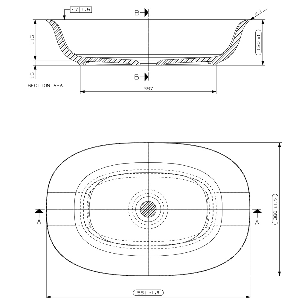 Ashton & Bentley Isabela Bathroom Basin | Biome Collection dimensions