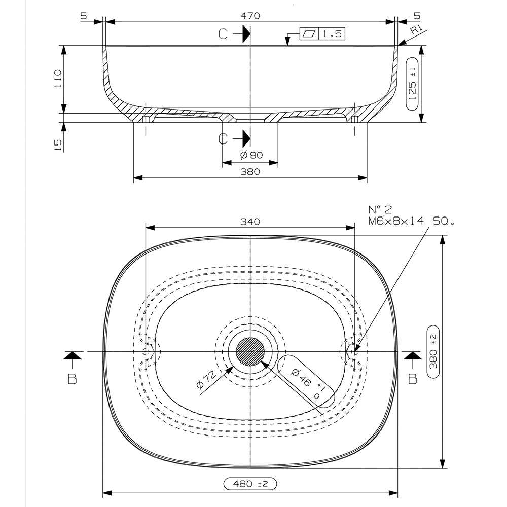 Ashton & Bentley Marchena Bathroom Basin  dimensions