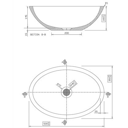 Ashton & Bentley Pinta Bathroom Basin | Biome Collection dimensions