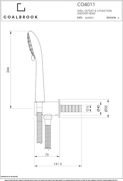 Coalbook Wall Outlet, Hose and Multifunction Handset CO4011 ( 4 Colours Available )