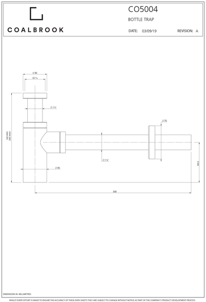 Coalbook Domo Basin Bottle Trap CO5004 ( 4 Colours Available )