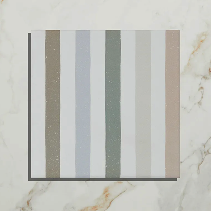 Striped fabric swatch on a marble background