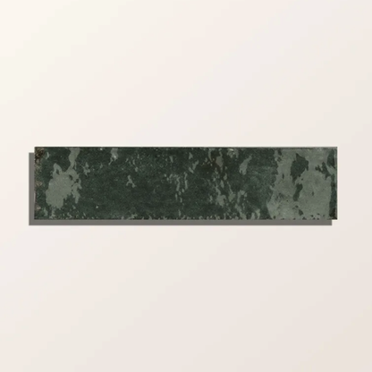 Rectangular green marble tile on a beige background