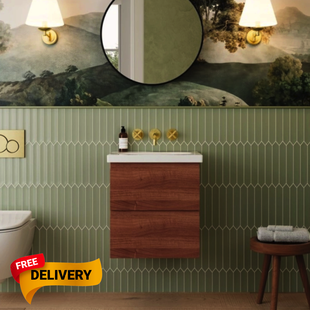 Catalano Alvea Wall-Hung Vanity Unit & Basin Walnut Various Sizes Available