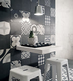 Fioranese Cementine Black&White Mix 20x20 with Blend Gomma lifestyle