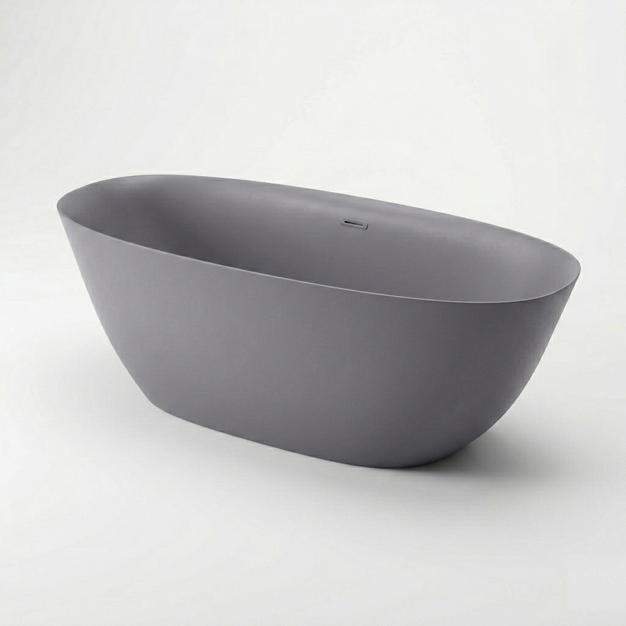 Garda freestanding solid surface bath in Cenere ash