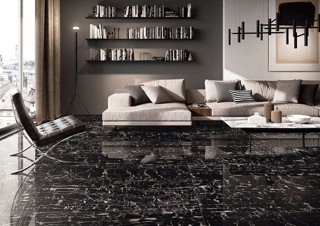 Fioranese Prestige Portoro Effect 74x148 polished interior lifestyle