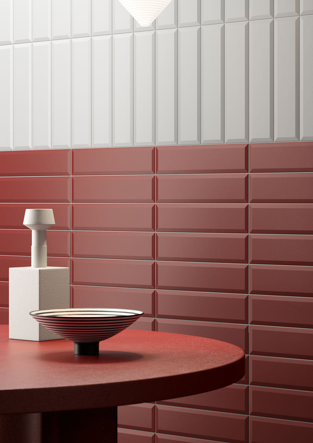 Fioranese Fio. Brick Dusty Mauve with Vague Grey coloured wall lifestyle