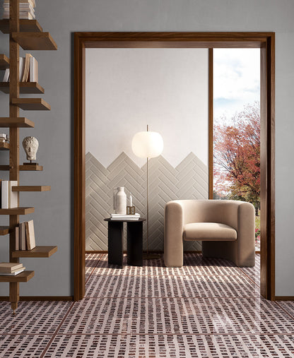 Fioranese Fio. Brick Greige Tale 7.3x30 wall lifestyle