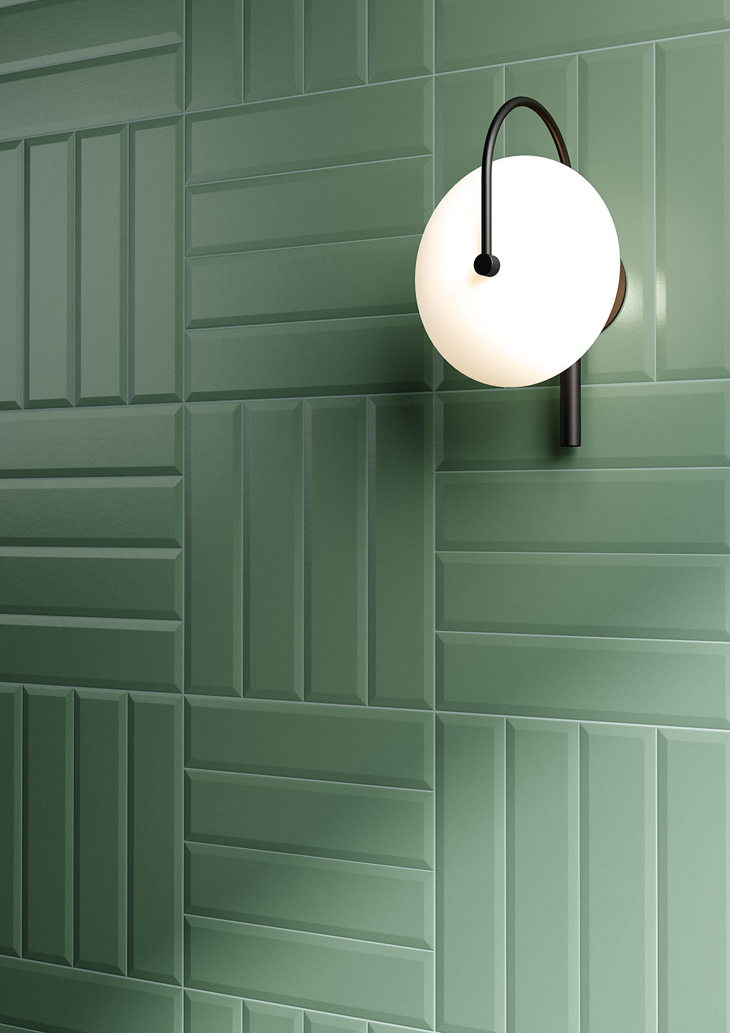 Fioranese Fio. Brick Sage Garden 7.3x30 interior wall lifestyle