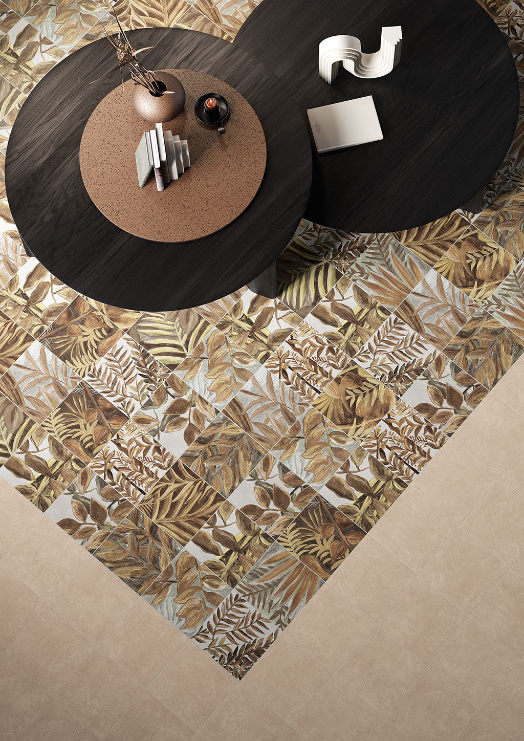 Fioranese Fio. Clorofilla Autunno with Terra floor tiles lifestyle