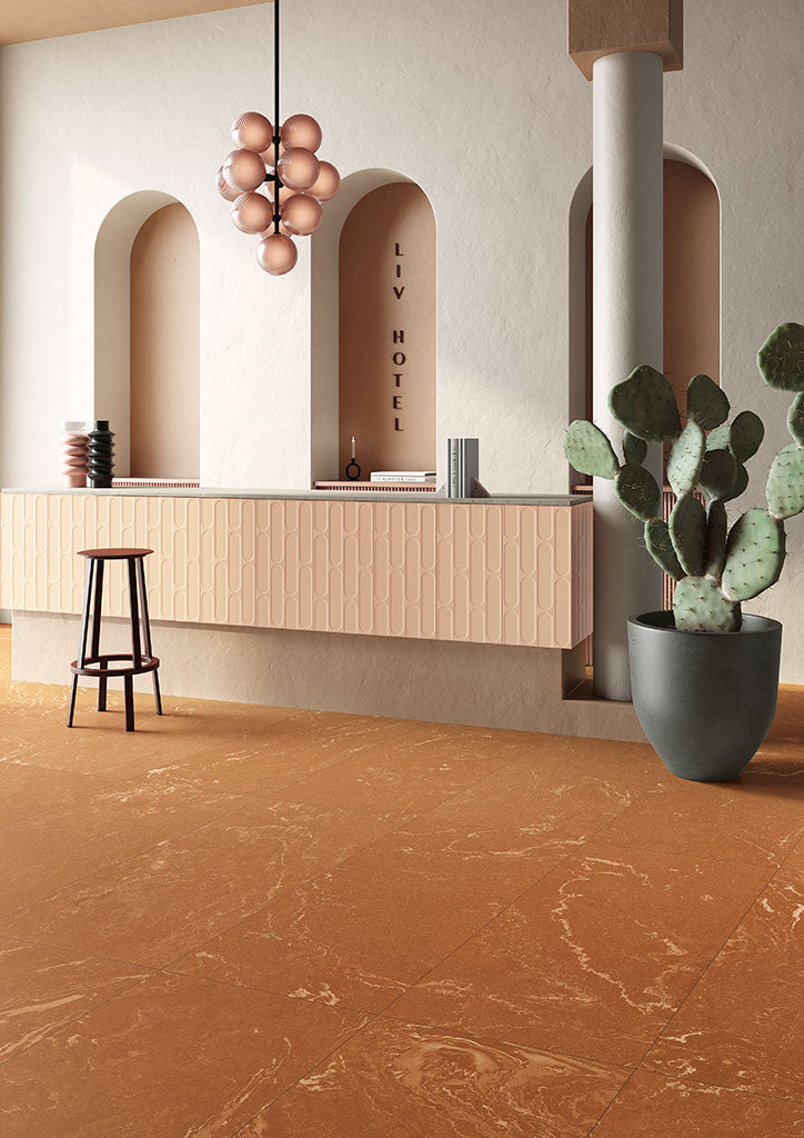 Fioranese Fio. Biscuit Cipria 30.2x60.4 with I Variegati Cotto lifestyle