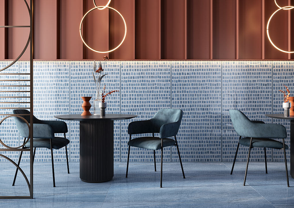 Fioranese Marmorea Intensa Azul Bahia 74x148 wall lifestyle