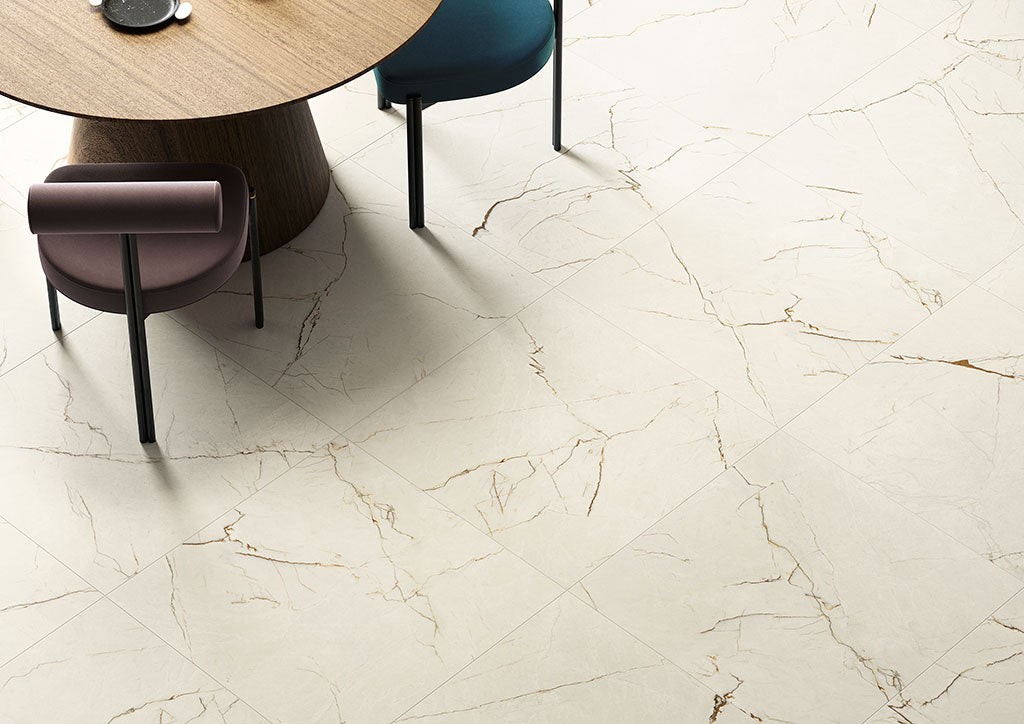 Fioranese Marmorea Intensa Venato Caramel 74x74 marble-effect lifestyle