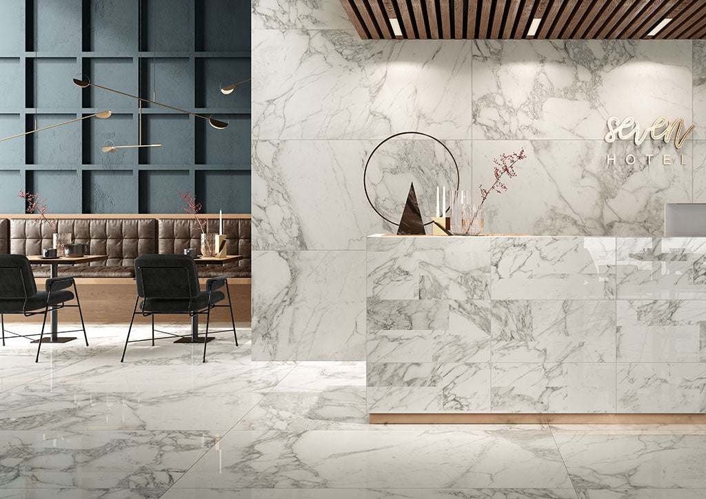 Fioranese Prestige Arabescato Effect 74x148 polished floor lifestyle