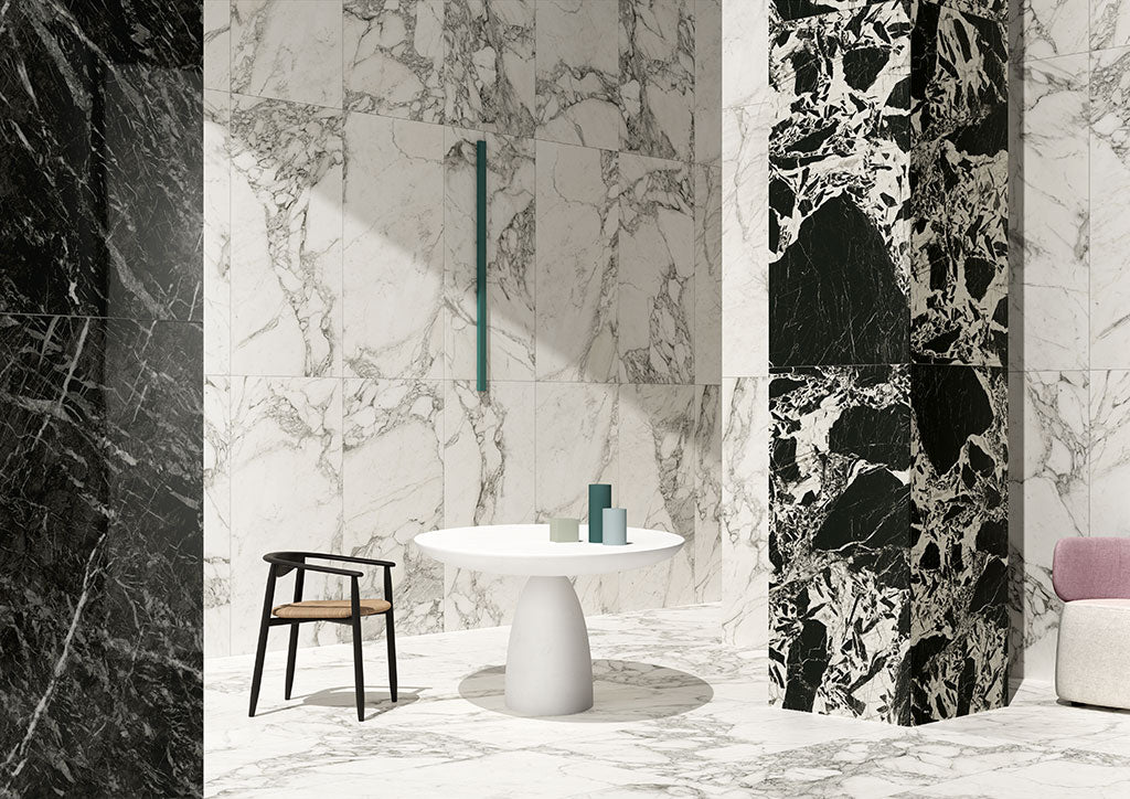 Fioranese Prestige Black Antique, Arabescato and Carnico Effect lifestyle