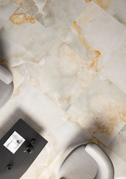 Fioranese Unica Cloudy Grey 89x89 polished floor lifestyle