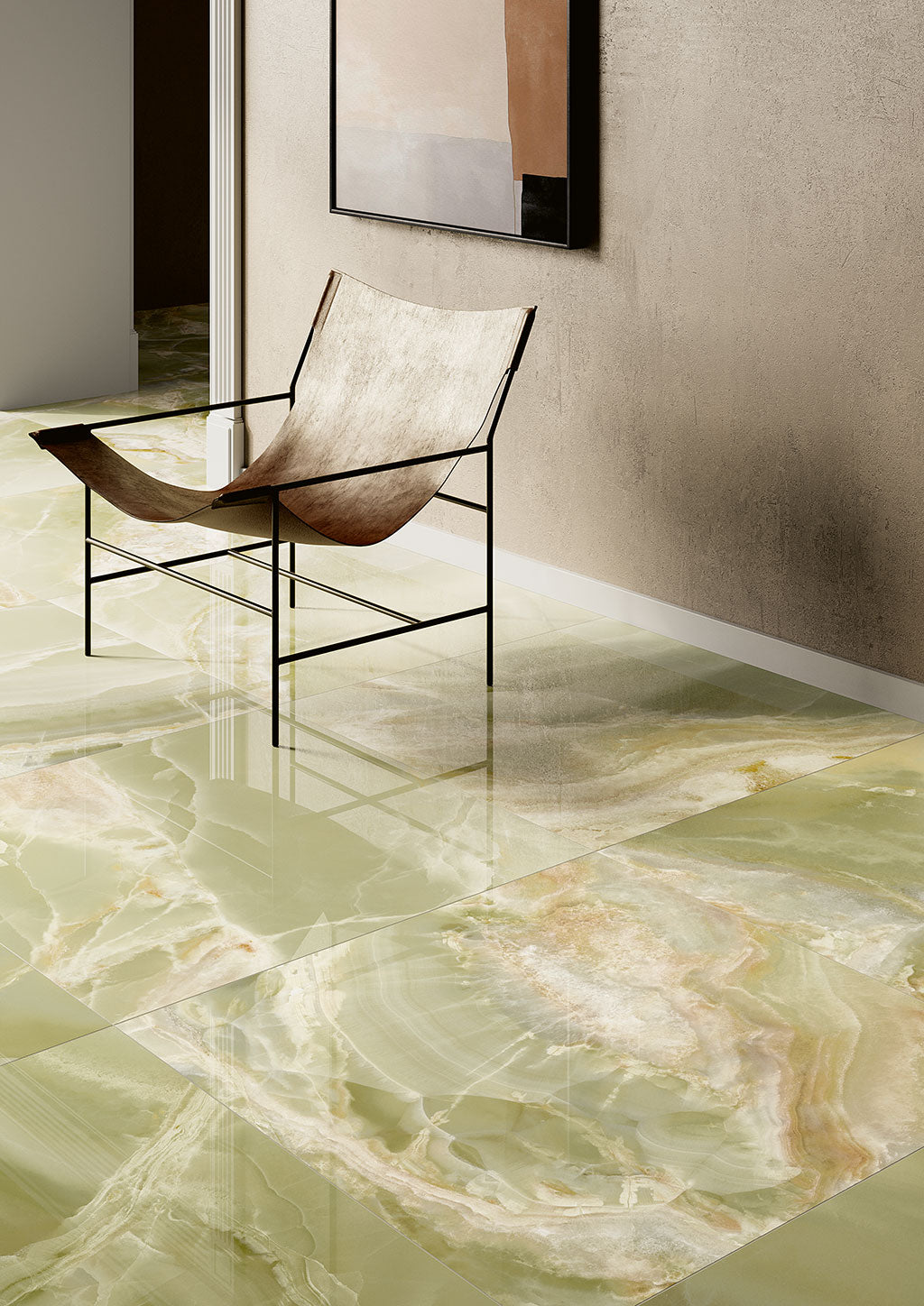Fioranese Unica Jade Green 89x89 stone-effect lifestyle