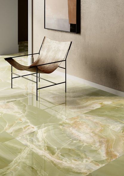 Fioranese Unica Jade Green 89x89 stone-effect lifestyle