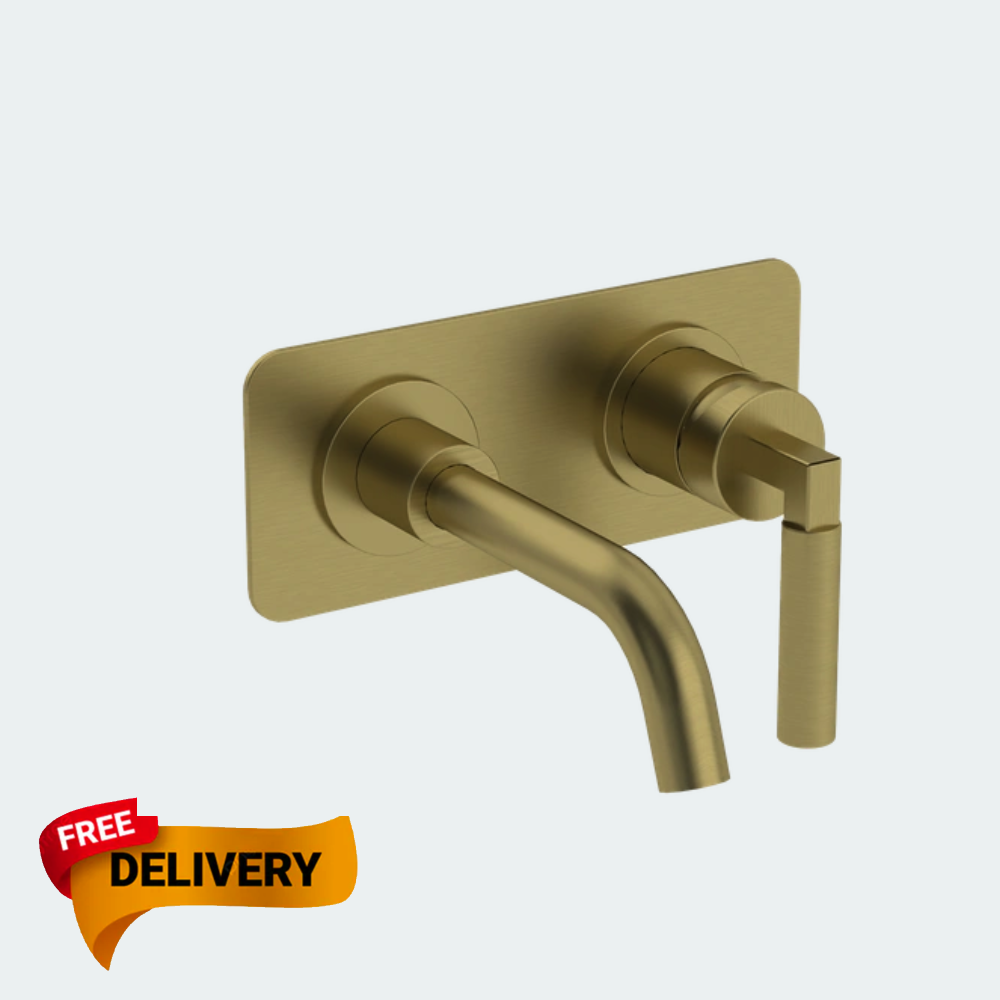Coalbook Zurich 2TH Wall Mounted Basin Mixer with Plate ZU1009  brass