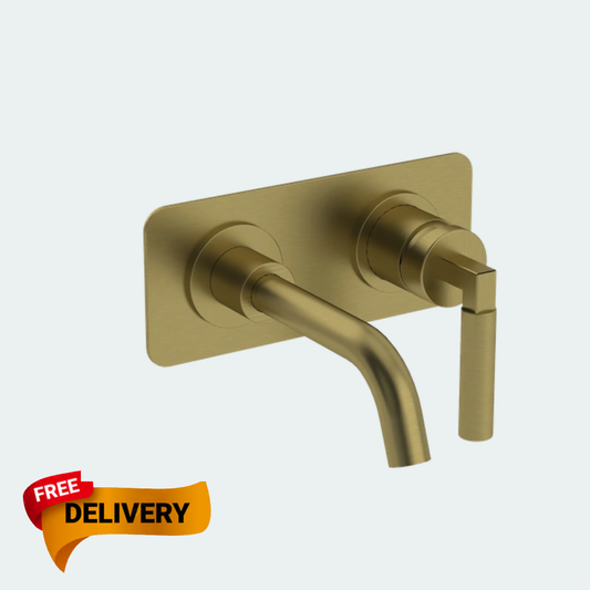 Coalbook Zurich 2TH Wall Mounted Basin Mixer with Plate ZU1009  brass
