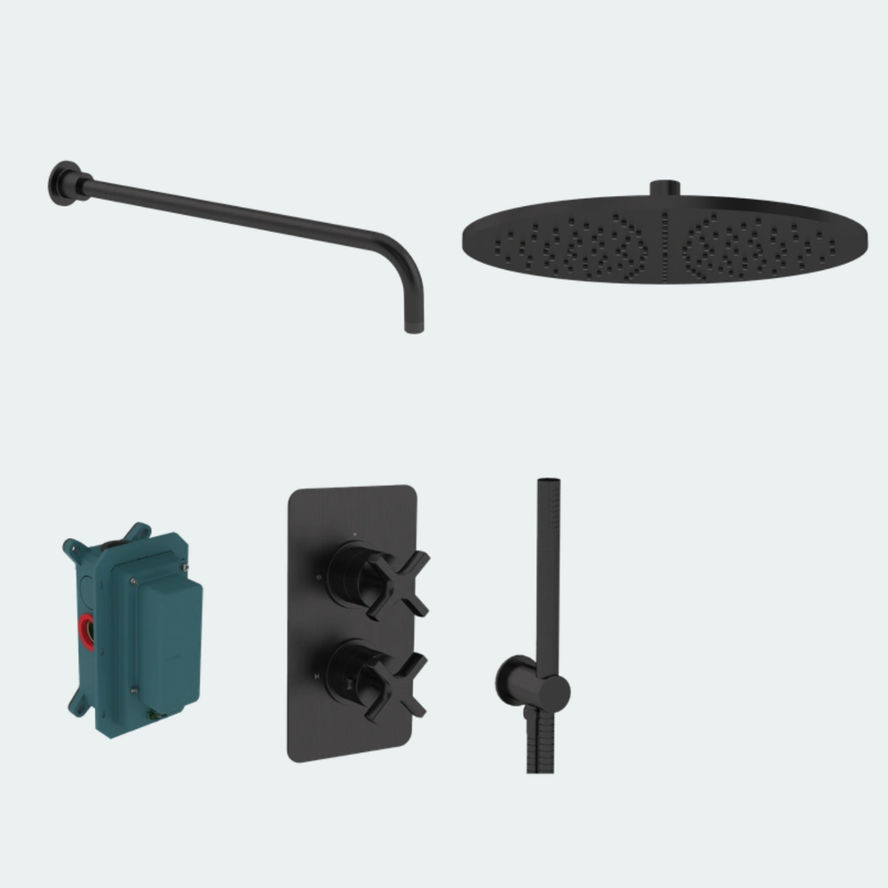 Coalbrook Bank Shower Pack One SP1BA complete thermostatic shower bundle with rainhead and handset gunmetal