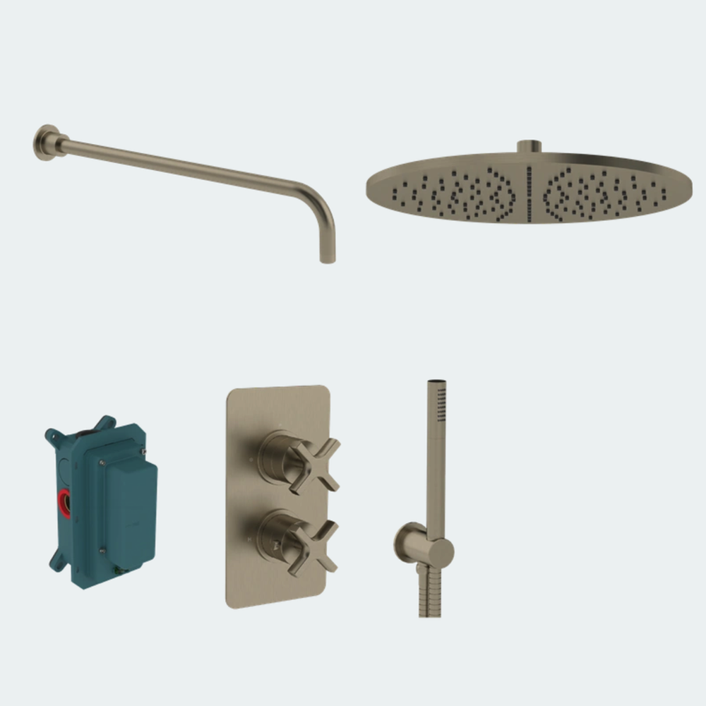 Coalbrook Bank Shower Pack One SP1BA complete thermostatic shower bundle with rainhead and handset nickel