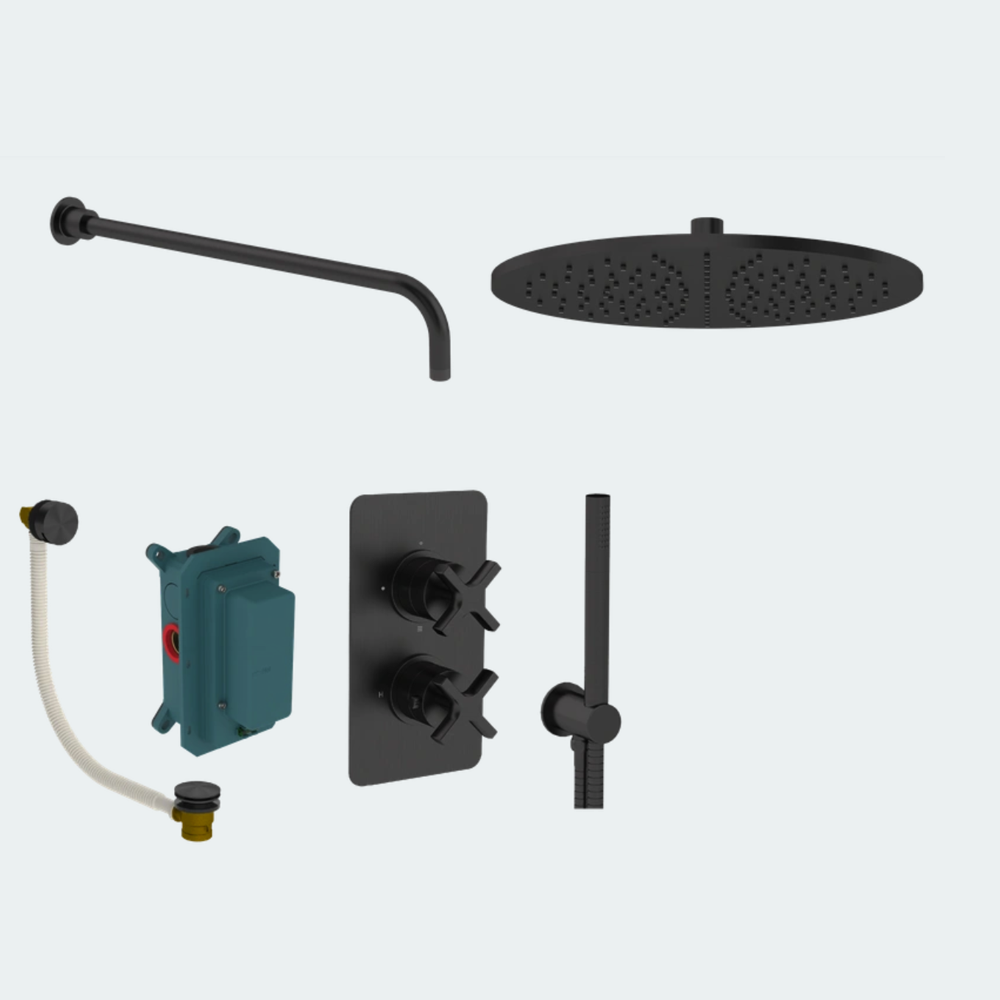 Coalbrook Bank Shower Pack Two SP2BA complete thermostatic shower and bath bundle with overflow bath filler gunmetal