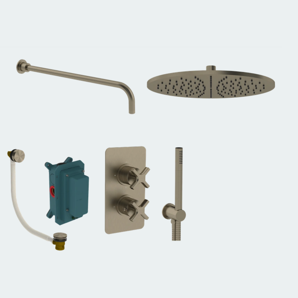 Coalbrook Bank Shower Pack Two SP2BA complete thermostatic shower and bath bundle with overflow bath filler nickel