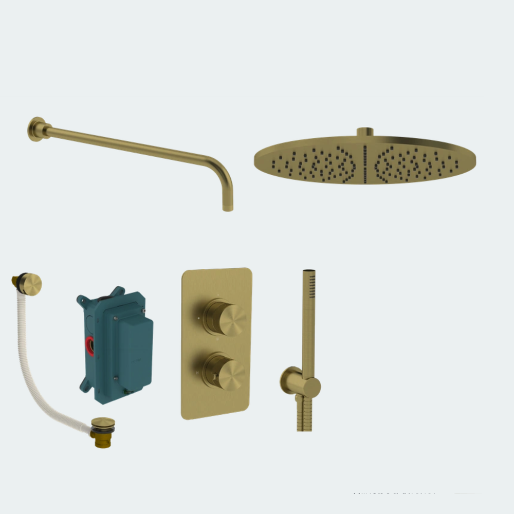 Coalbrook Decca Shower Pack Two SP2DC complete thermostatic shower and bath bundle with overflow bath filler brass