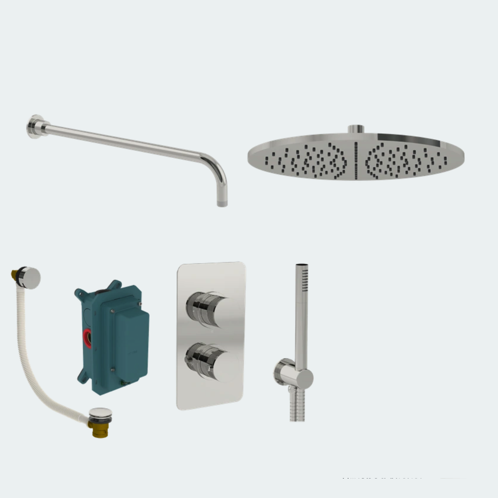 Coalbrook Decca Shower Pack Two SP2DC complete thermostatic shower and bath bundle with overflow bath filler chrome