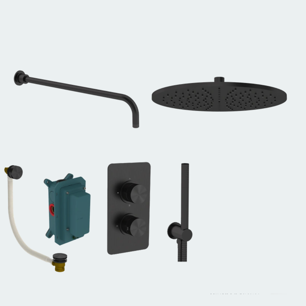 Coalbrook Decca Shower Pack Two SP2DC complete thermostatic shower and bath bundle with overflow bath filler gunmetal