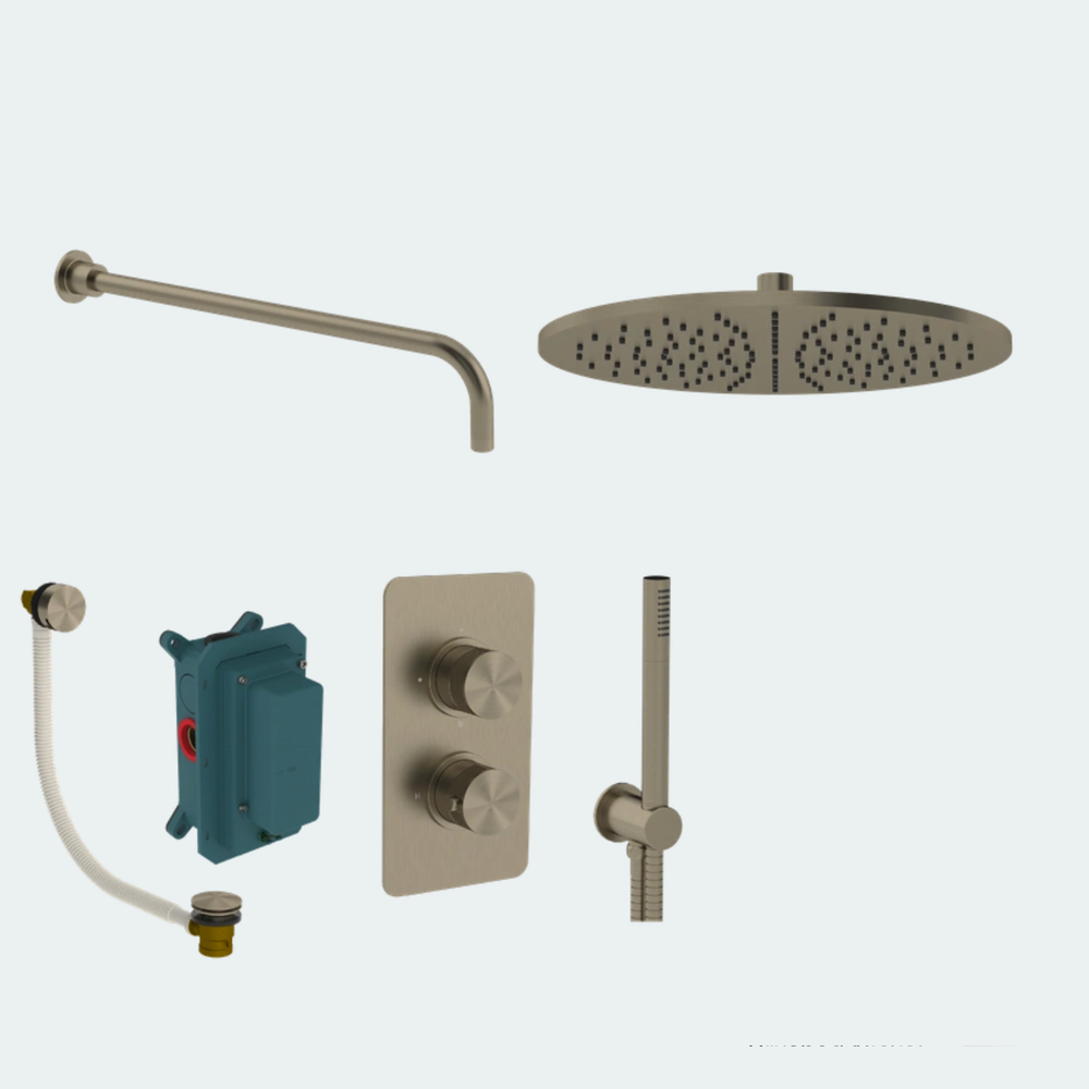 Coalbrook Decca Shower Pack Two SP2DC complete thermostatic shower and bath bundle with overflow bath filler nickel