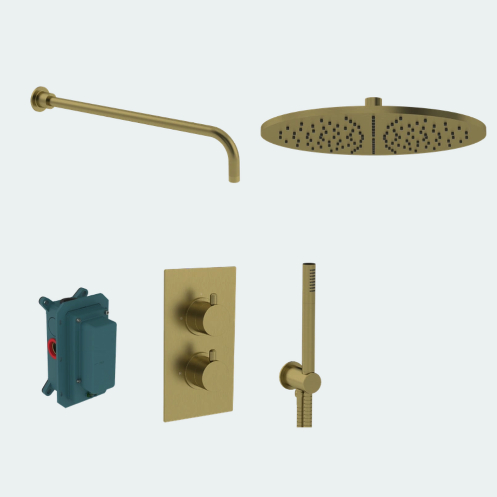 Coalbrook Domo Shower Pack One Thermostatic Complete Bundle brass