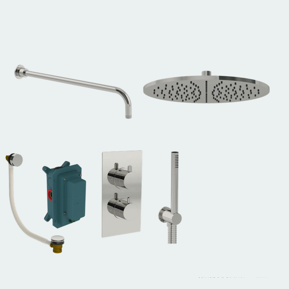 Coalbrook Domo Shower Pack Two SP2DO complete thermostatic shower and bath bundle with overflow bath filler chrome