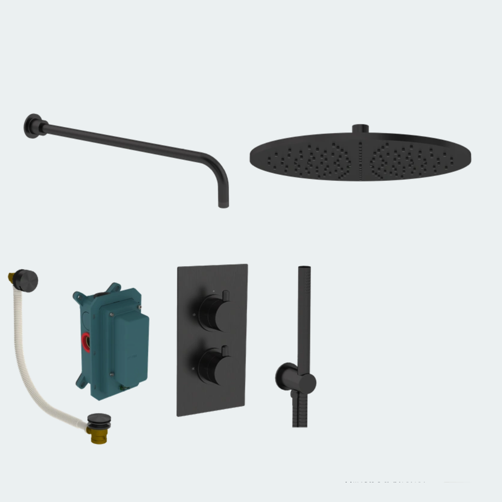 Coalbrook Domo Shower Pack Two SP2DO complete thermostatic shower and bath bundle with overflow bath filler gunmetal