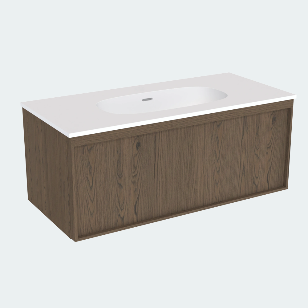 Coalbrook Farnolls 1000mm Vanity Unit Smoked Oak FV9100 Float