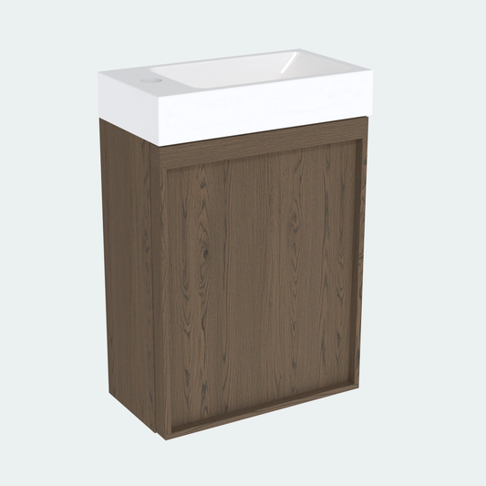 Coalbrook Farnolls 400mm Cloakroom Vanity Unit Left Hand Smoked Oak FV904LSO float l