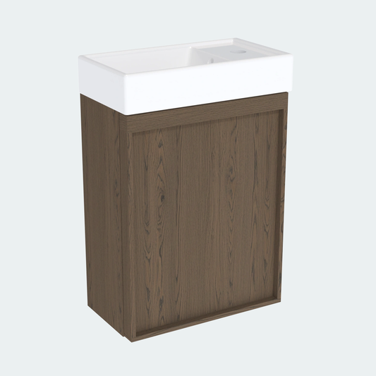 Coalbrook Farnolls 400mm Cloakroom Vanity Unit Right Hand Smoked Oak FV904RSO port