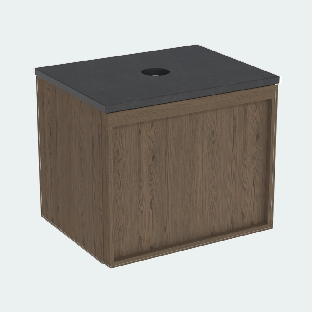 Coalbrook Farnolls 500mm Short Projection Vanity Unit Smoked Oak FV9050 midnight