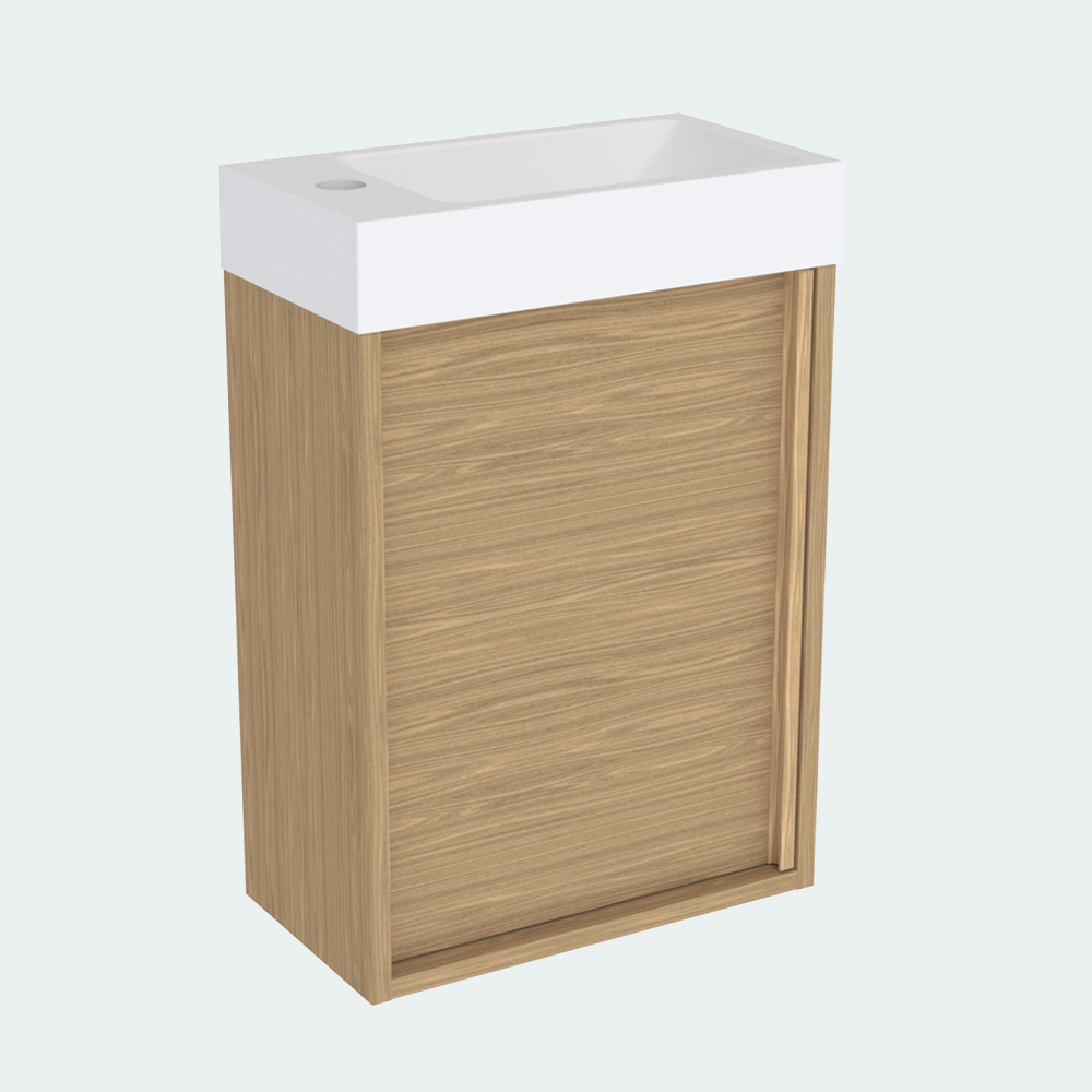 Coalbrook Shepherd 400mm Cloakroom Vanity Unit Left Hand SV904L float light oak