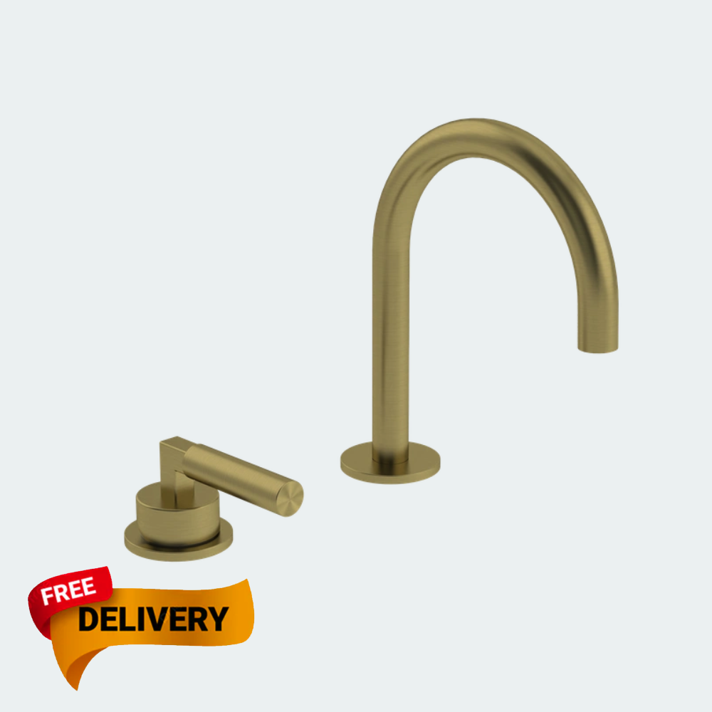 Coalbrook Zurich 2TH Deck Mounted Basin Mixer Round Spout ZU1003  brass