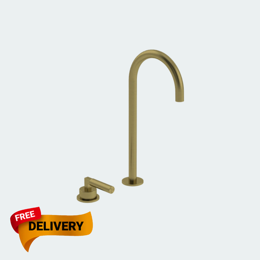 Coalbrook Zurich 2TH Deck Mounted Basin Mixer Tall Spout ZU1004 brass