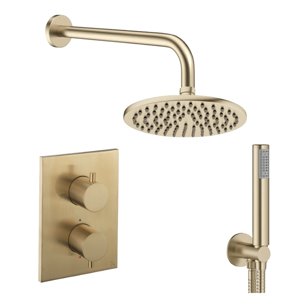 Crosswater MPRO Crossbox 2 Outlet Shower Bundle + Pencil Handset brass