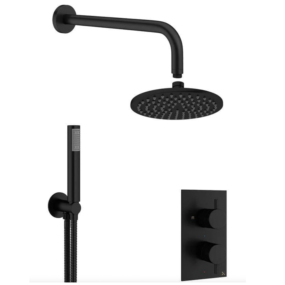 Crosswater MPRO Crossbox 2 Outlet Shower Bundle + Pencil Handset black