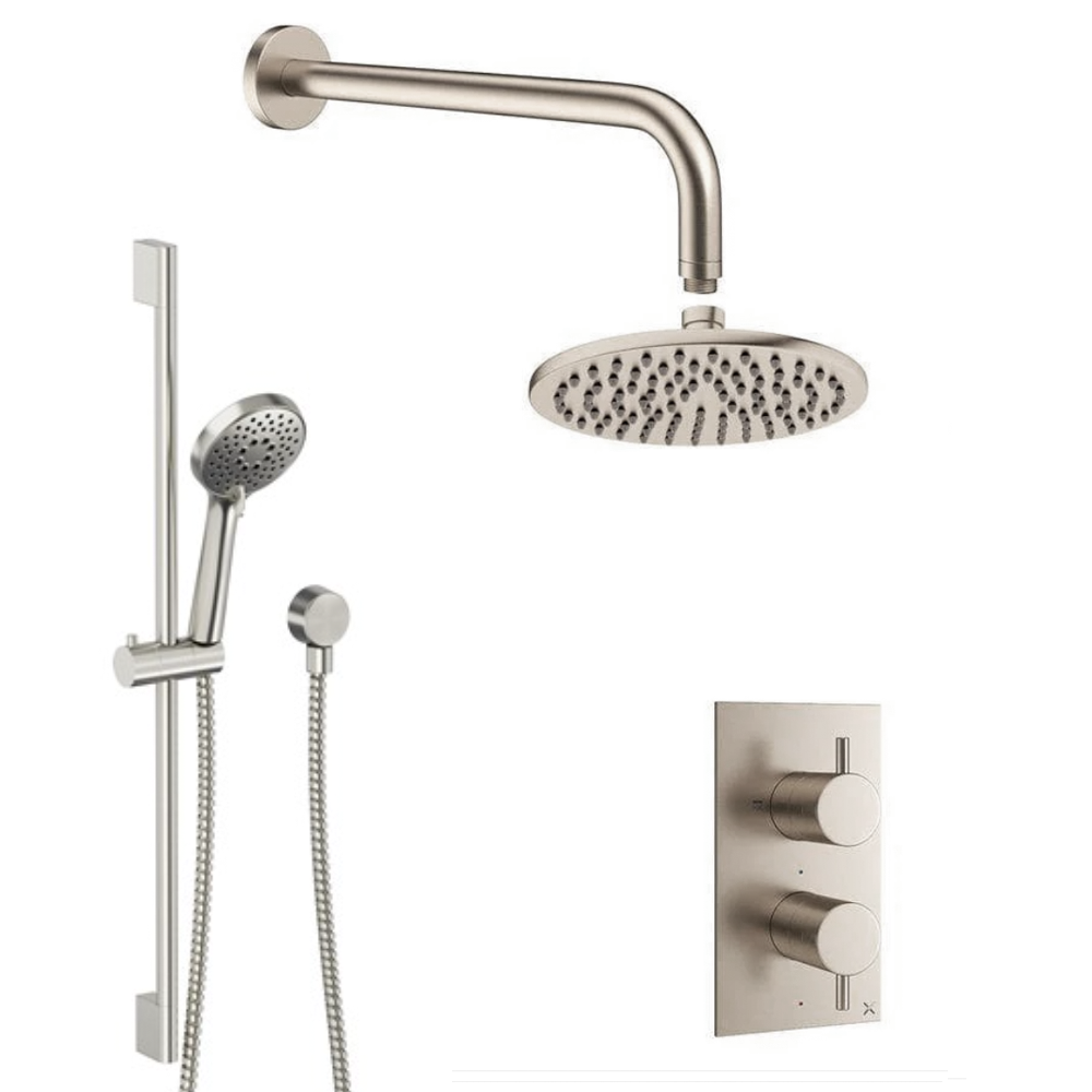 Crosswater MPRO Crossbox 2 Outlet Shower Bundle + Riser Rail + Multifunction Handset  nickel