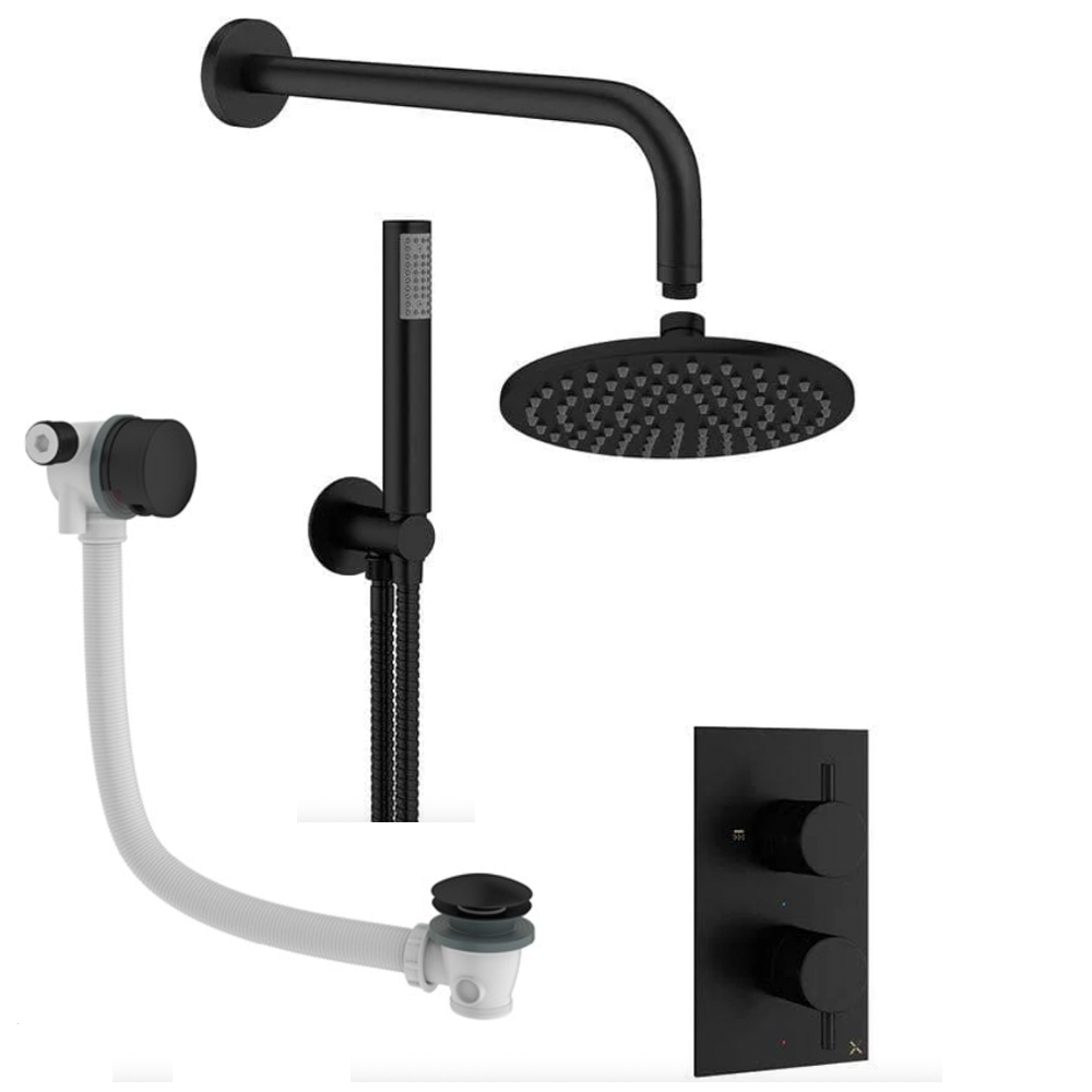 Crosswater MPRO Crossbox 3 Outlet Shower Bundle + Pencil Handset + Bath Filler black