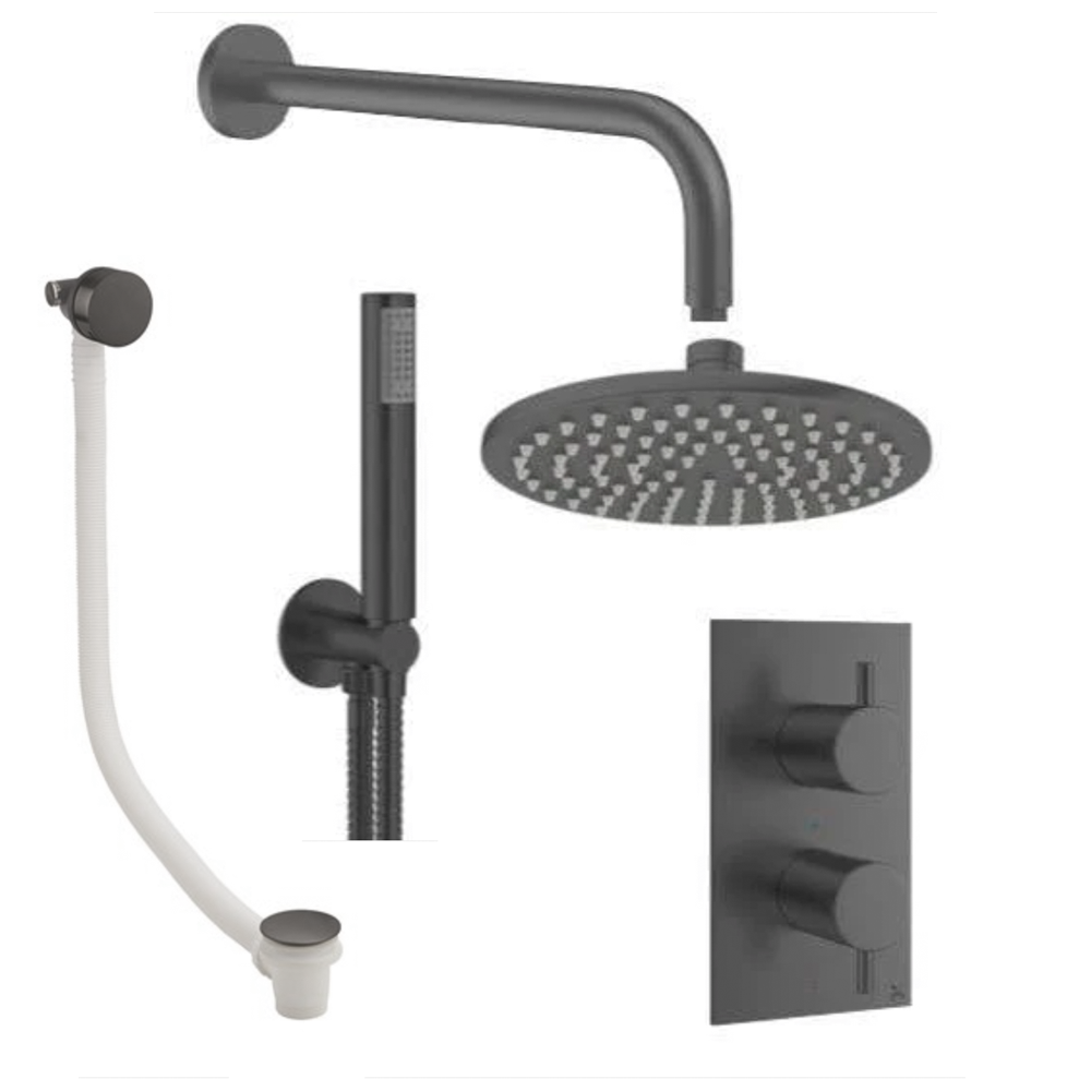 Crosswater MPRO Crossbox 3 Outlet Shower Bundle + Pencil Handset + Bath Filler slate
