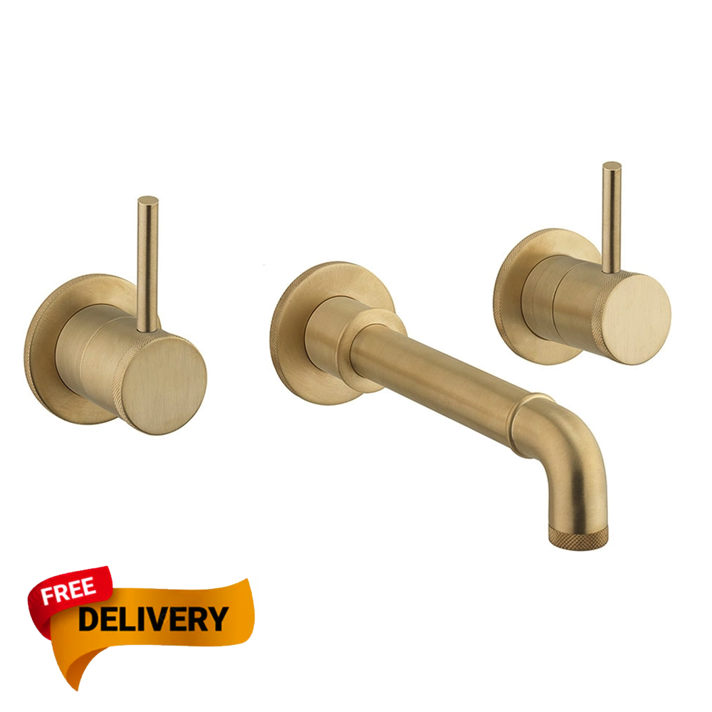Crosswater MPRO Industrial 3 Hole Wall Mounted Basin Mixer Tap brass
