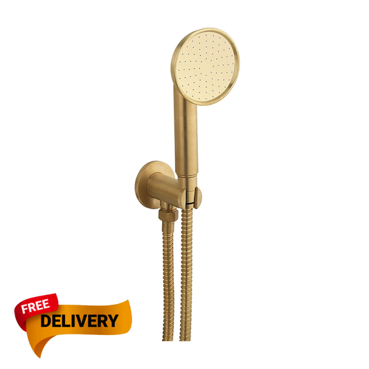 Crosswater MPRO Industrial Wall Outlet, Shower Handset & Hose brushed brass